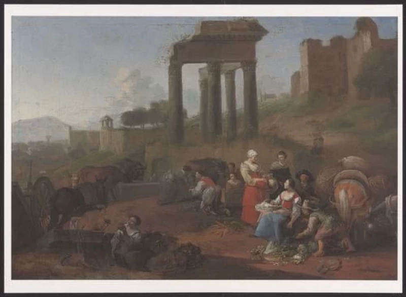 Paesaggio con figure e rovine